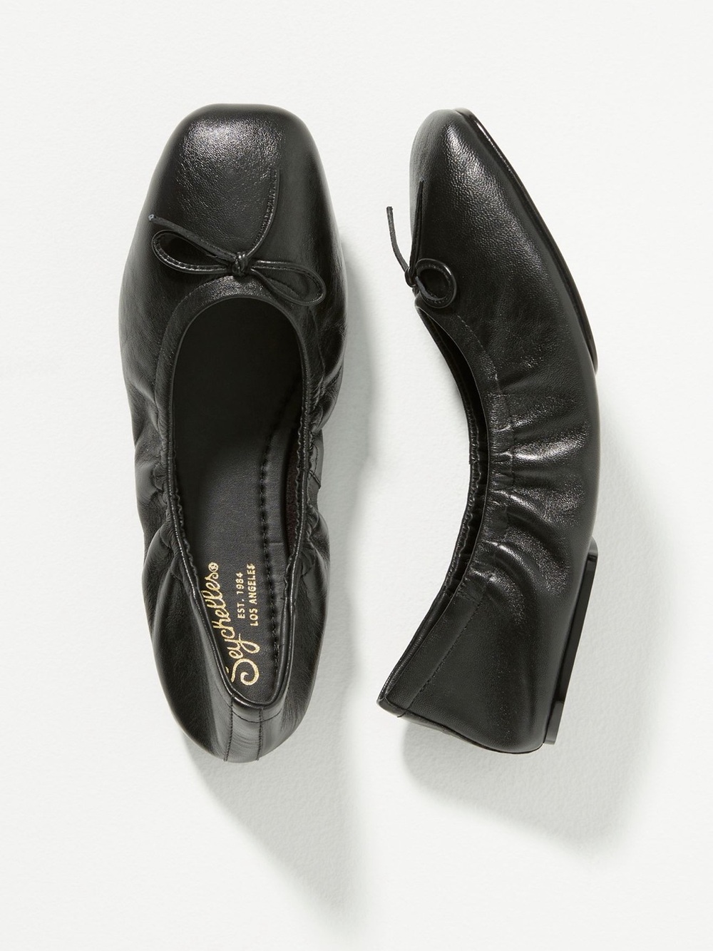 Seychelles Black Leather Ballet Flats with Bow